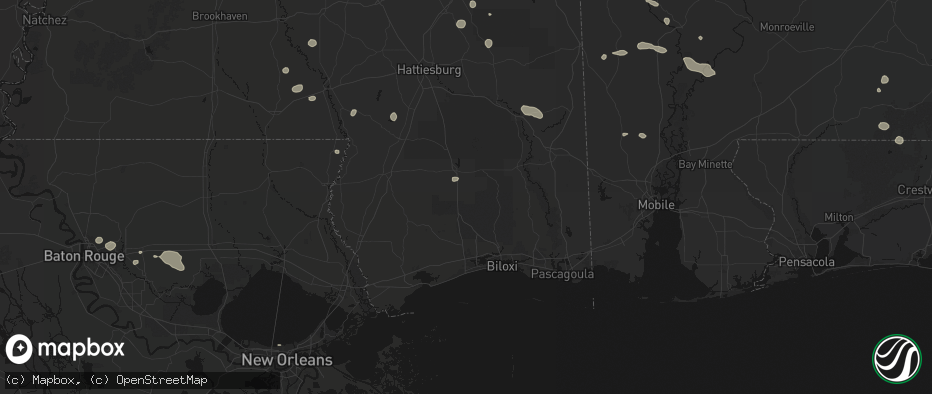 Hail map in Perkinston, MS on June 19, 2026