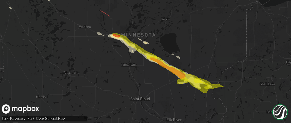 Hail map in Pierz, MN on June 19, 2026