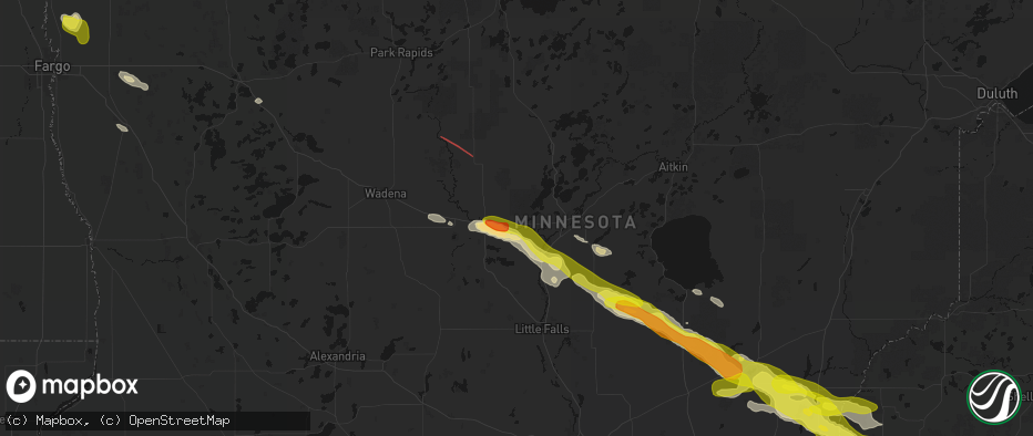Hail map in Pillager, MN on June 19, 2026