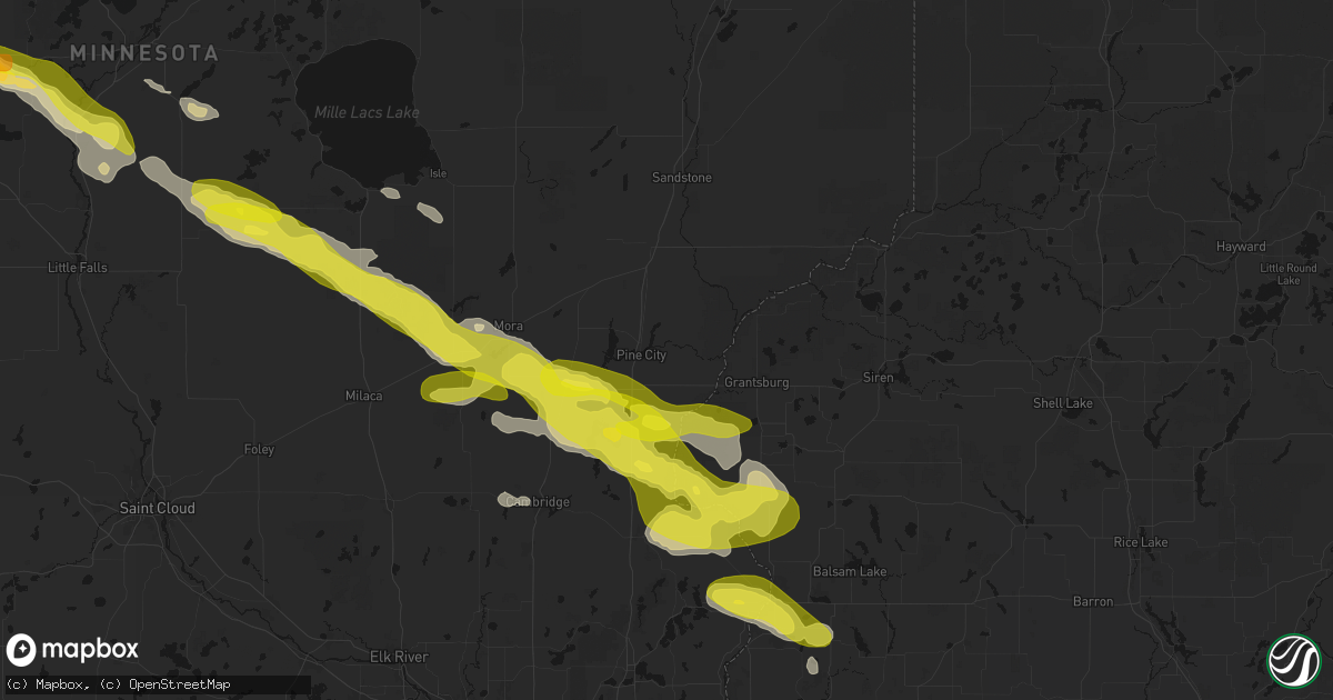 Hail map in Pine City, MN on June 19, 2026