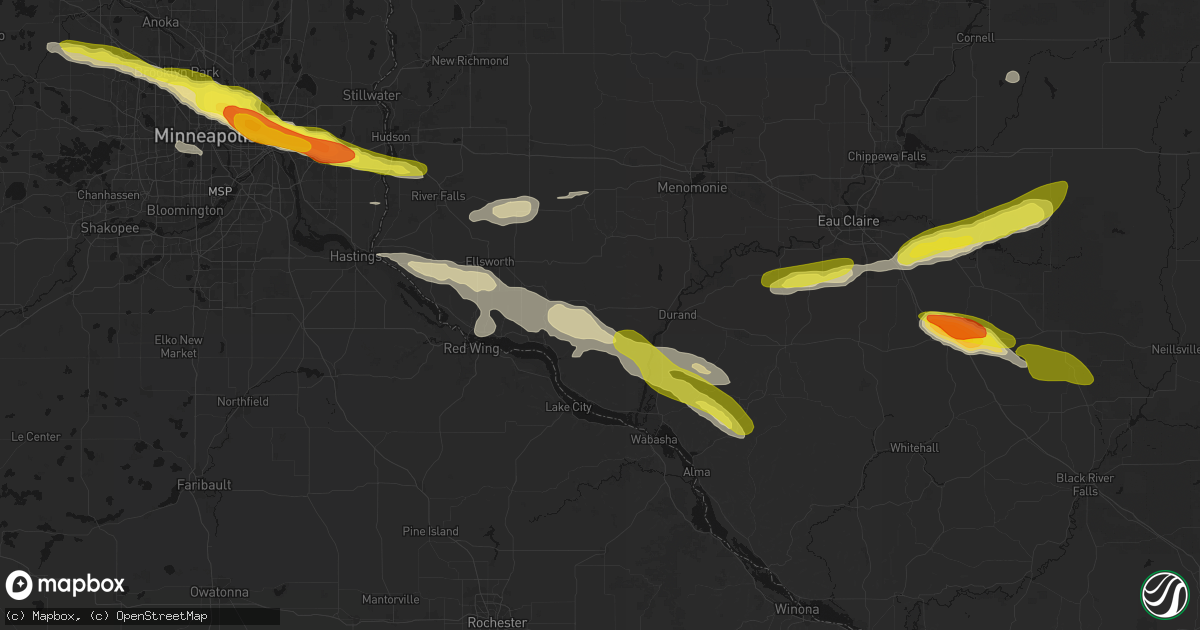 Hail map in Plum City, WI on June 19, 2026