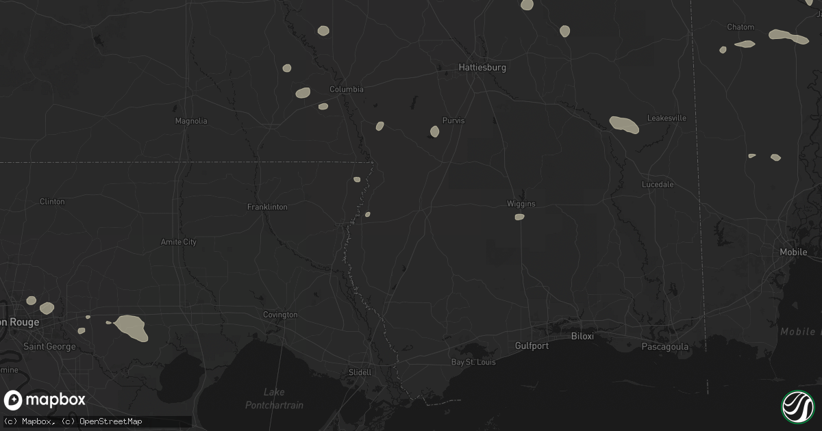 Hail map in Poplarville, MS on June 19, 2026