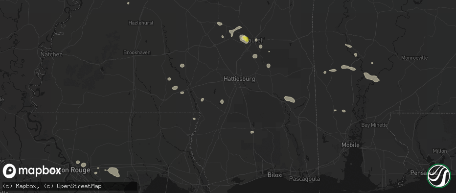 Hail map in Purvis, MS on June 19, 2026