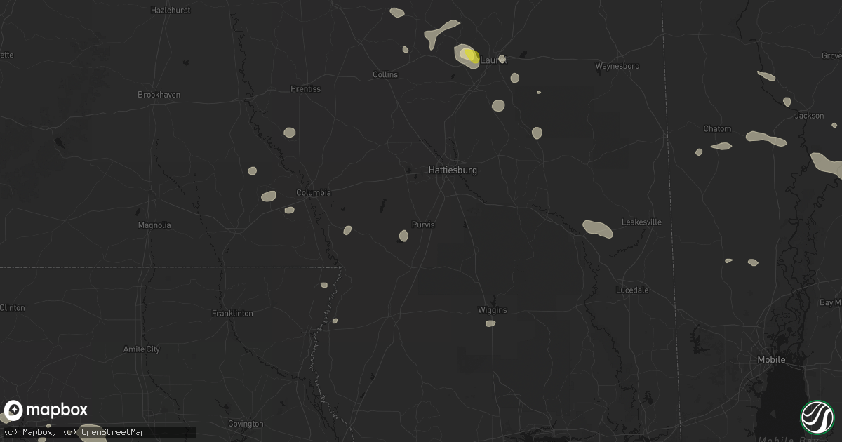 Hail map in Purvis, MS on June 19, 2026