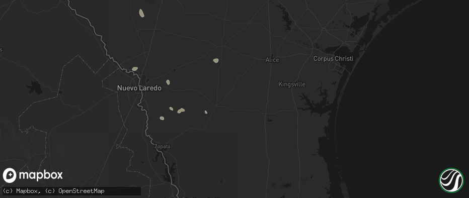 Hail map in Realitos, TX on June 19, 2026