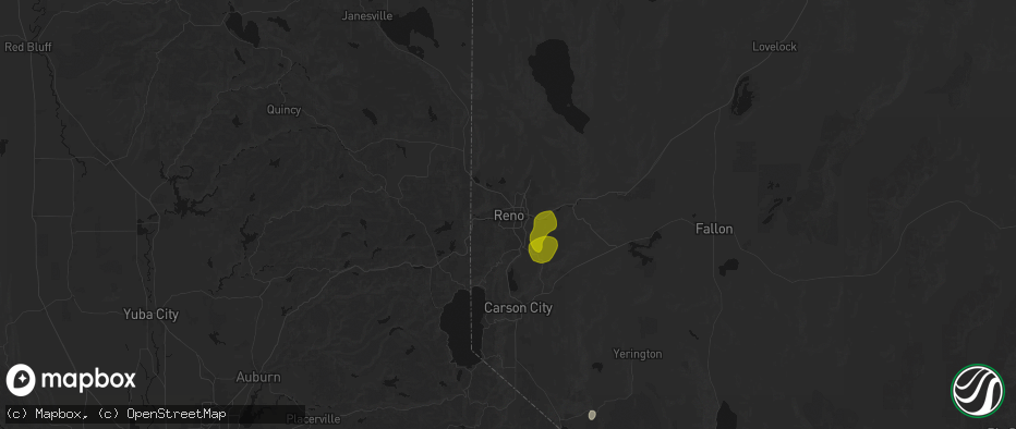 Hail map in Reno, NV on June 19, 2026