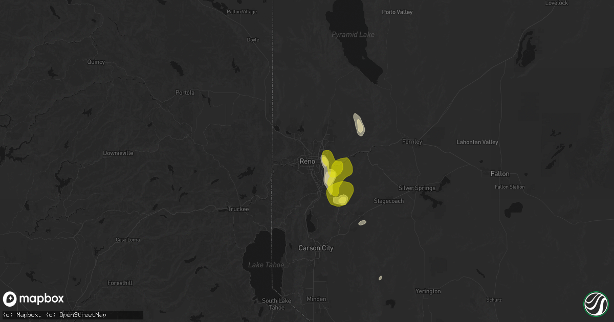 Hail map in Reno, NV on June 19, 2026