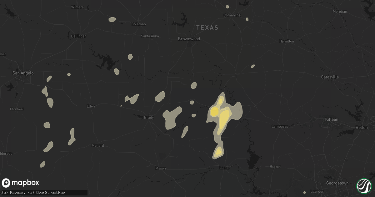 Hail map in Richland Springs, TX on June 19, 2026