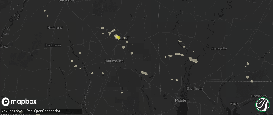 Hail map in Richton, MS on June 19, 2026