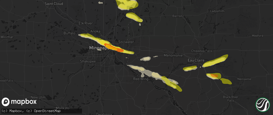 Hail map in River Falls, WI on June 19, 2026