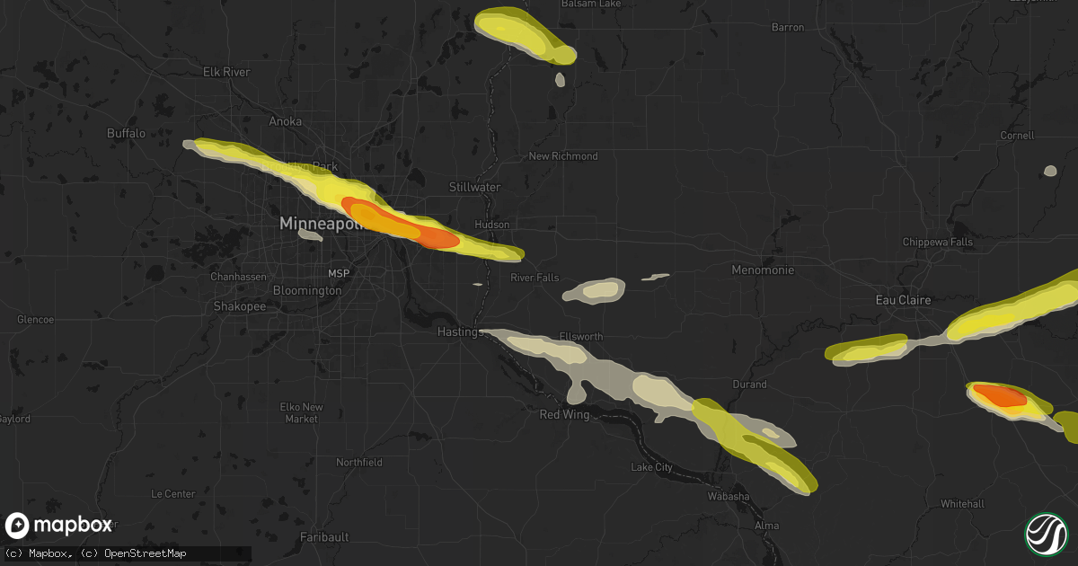 Hail map in River Falls, WI on June 19, 2026