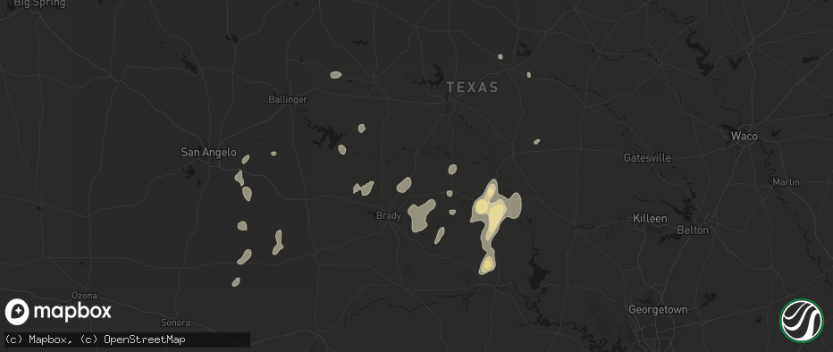 Hail map in Rochelle, TX on June 19, 2026