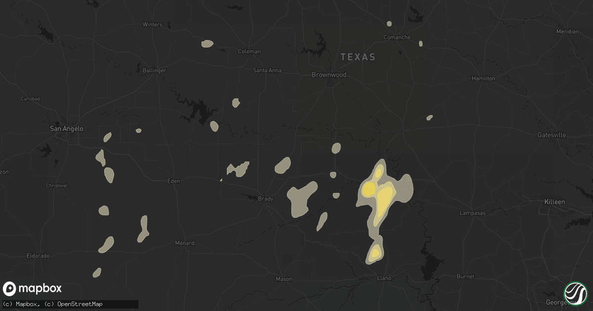Hail map in Rochelle, TX on June 19, 2026