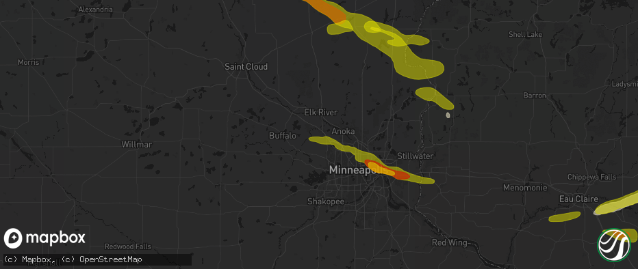 Hail map in Rogers, MN on June 19, 2026
