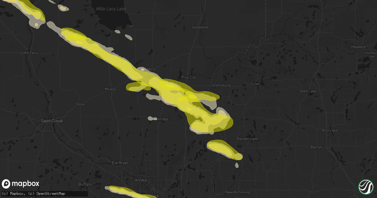 Hail map in Rush City, MN on June 19, 2026