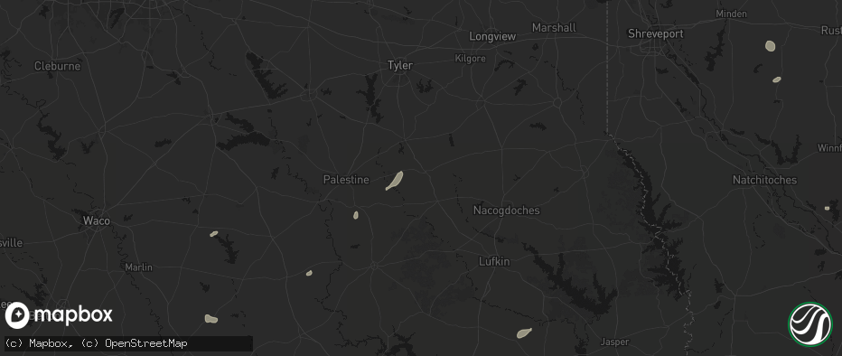 Hail map in Rusk, TX on June 19, 2026