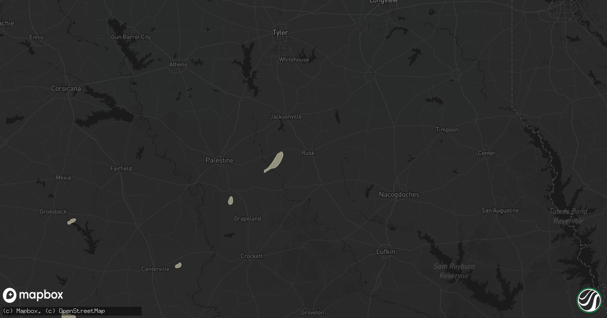 Hail map in Rusk, TX on June 19, 2026