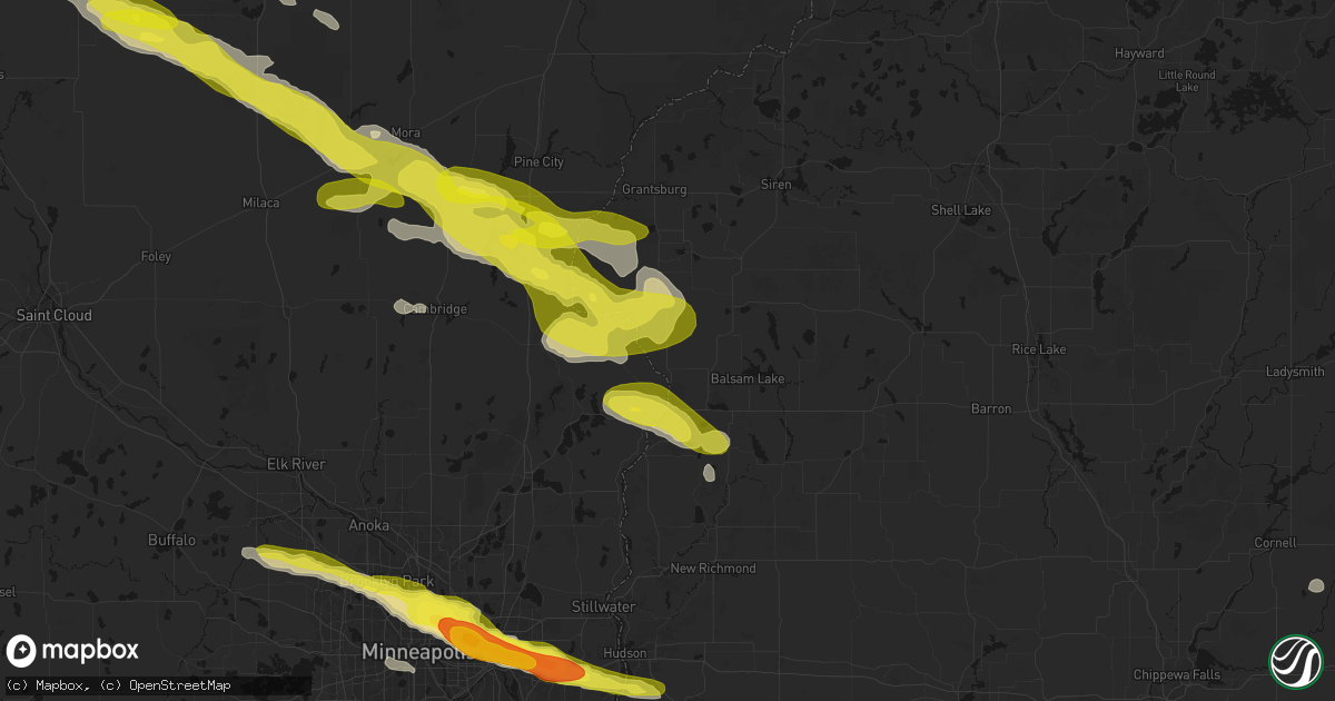 Hail map in Saint Croix Falls, WI on June 19, 2026