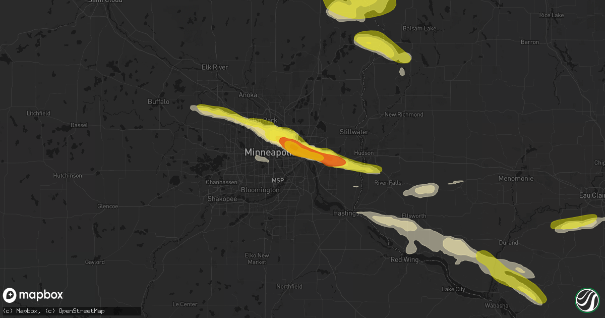 Hail map in Saint Paul, MN on June 19, 2026