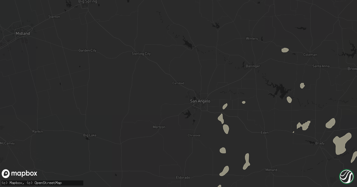 Hail map in San Angelo, TX on June 19, 2026