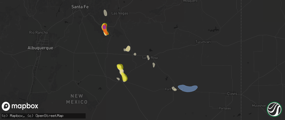 Hail map in Santa Rosa, NM on June 19, 2026