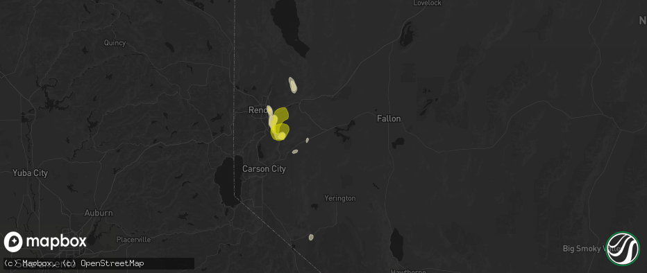 Hail map in Silver Springs, NV on June 19, 2026
