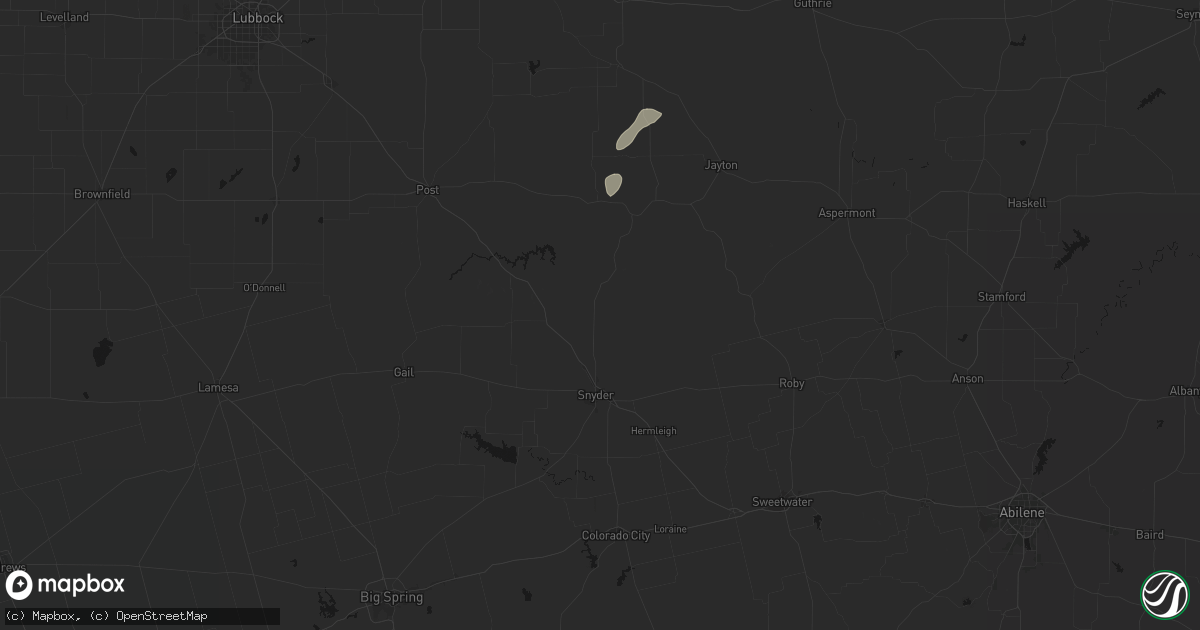 Hail map in Snyder, TX on June 19, 2026