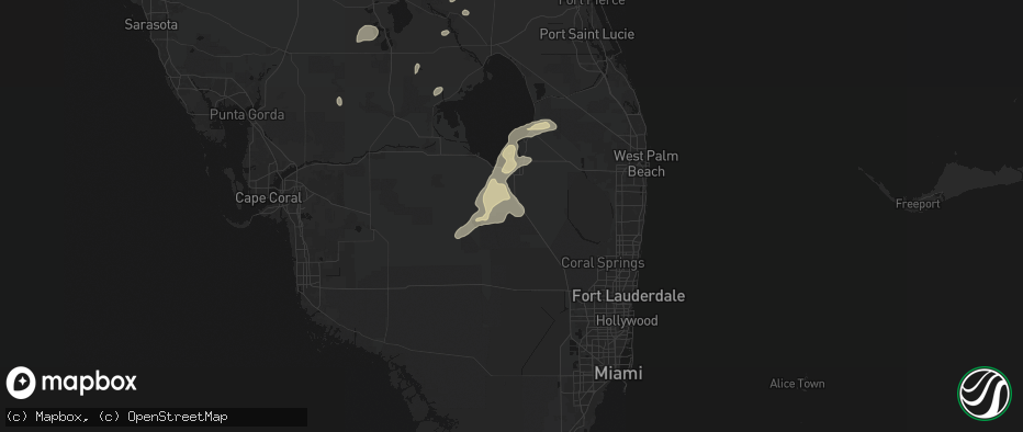 Hail map in South Bay, FL on June 19, 2026