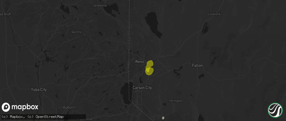 Hail map in Sparks, NV on June 19, 2026