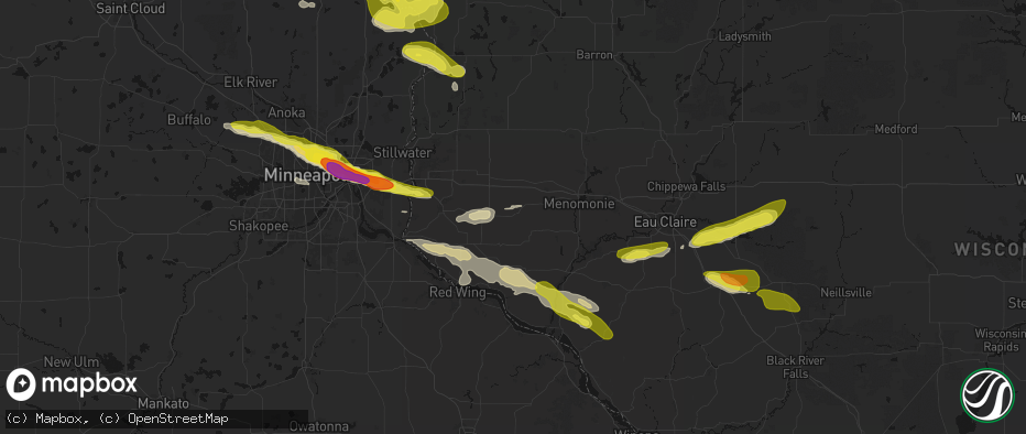Hail map in Spring Valley, WI on June 19, 2026