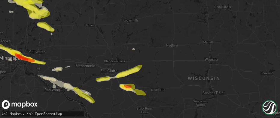 Hail map in Stanley, WI on June 19, 2026