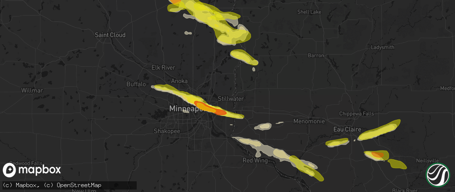 Hail map in Stillwater, MN on June 19, 2026