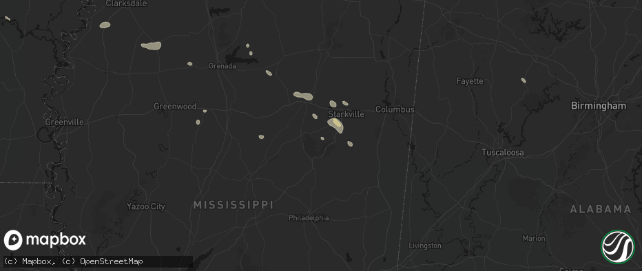 Hail map in Sturgis, MS on June 19, 2026