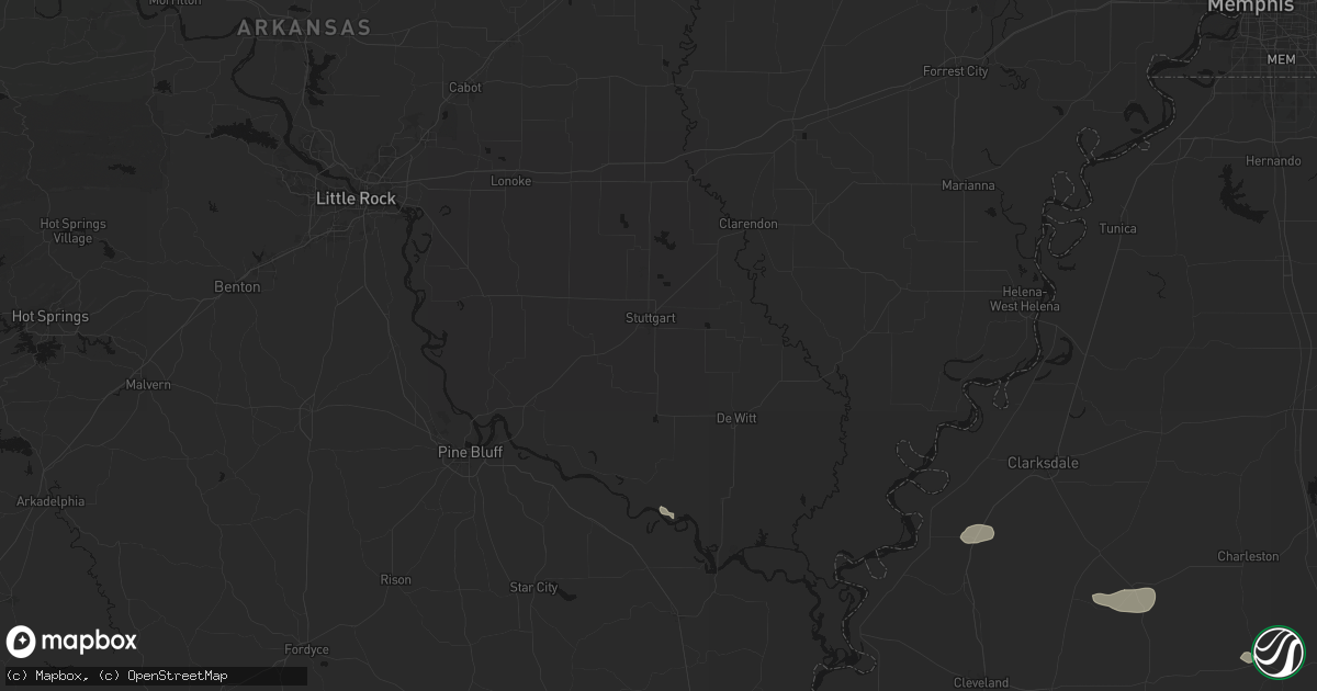 Hail map in Stuttgart, AR on June 19, 2026
