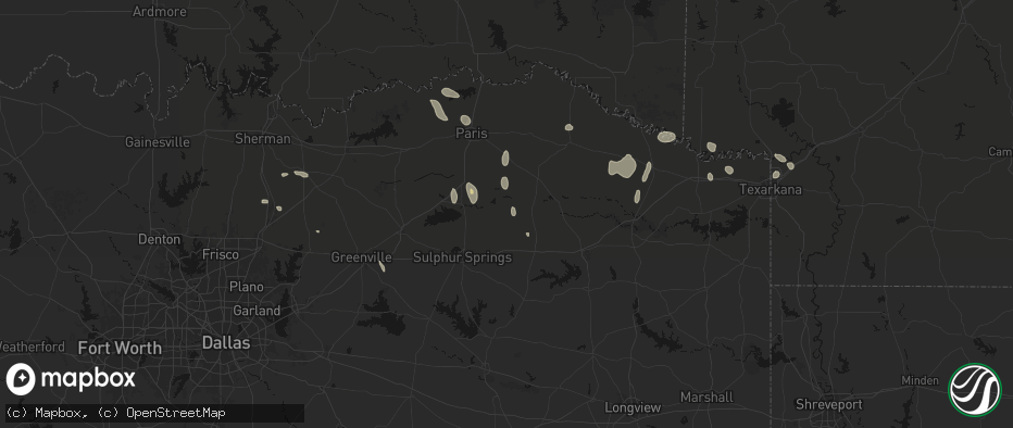 Hail map in Sulphur Bluff, TX on June 19, 2026