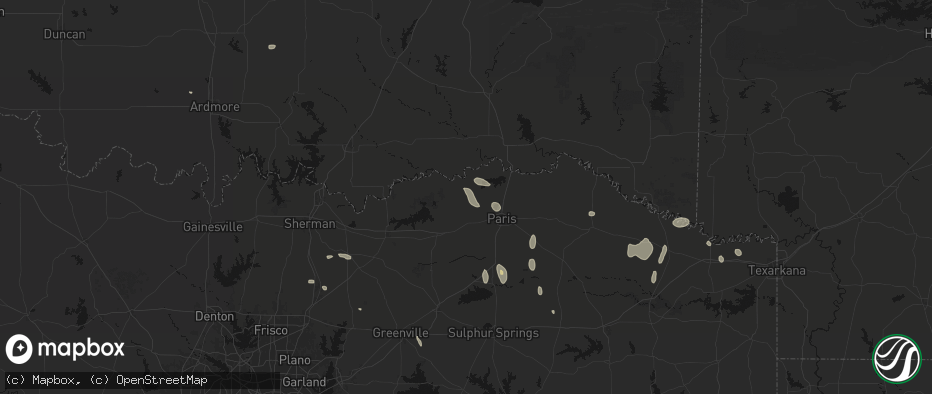 Hail map in Sumner, TX on June 19, 2026