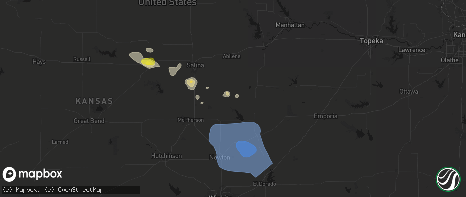 Hail map in Tampa, KS on June 19, 2026