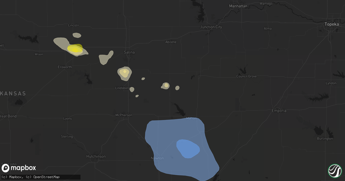 Hail map in Tampa, KS on June 19, 2026