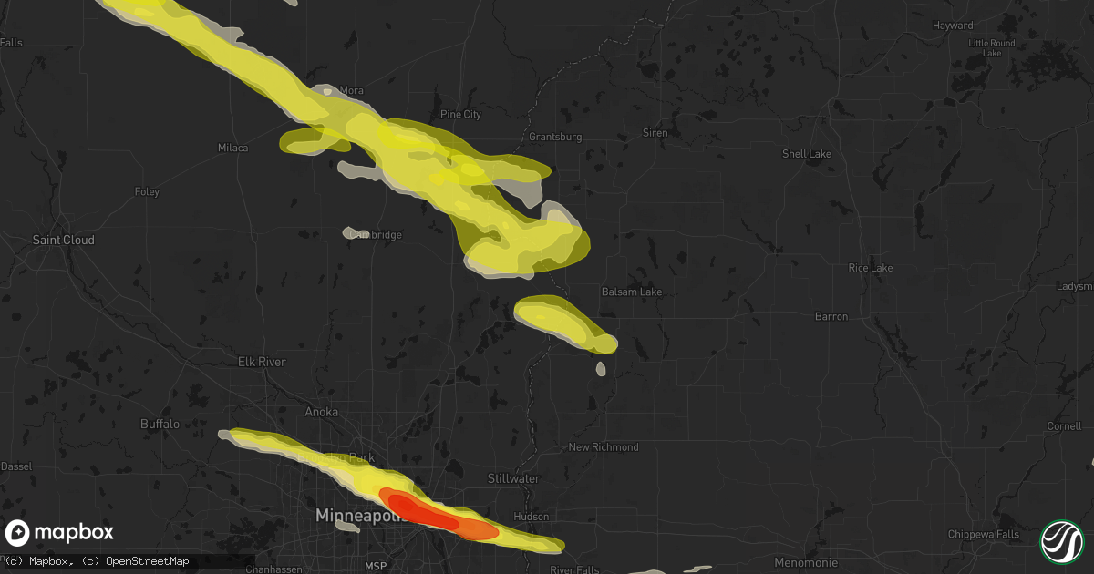 Hail map in Taylors Falls, MN on June 19, 2026