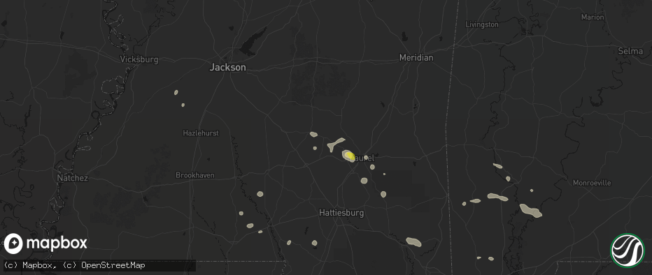 Hail map in Taylorsville, MS on June 19, 2026