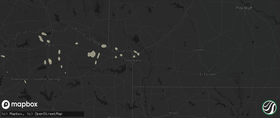 Hail map in Texarkana, AR on June 19, 2026