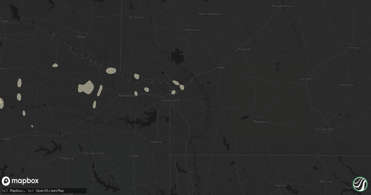 Hail map in Texarkana, AR on June 19, 2026