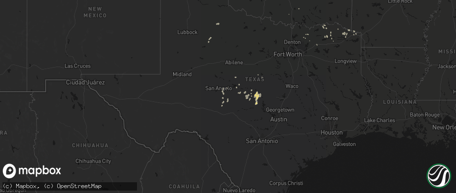 Hail map in Texas on June 19, 2026