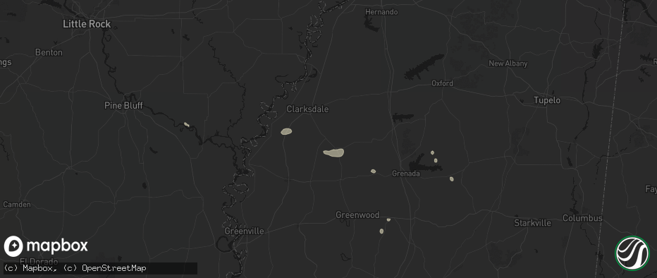 Hail map in Tutwiler, MS on June 19, 2026