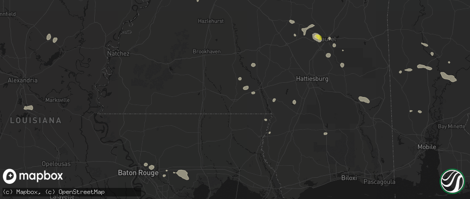 Hail map in Tylertown, MS on June 19, 2026