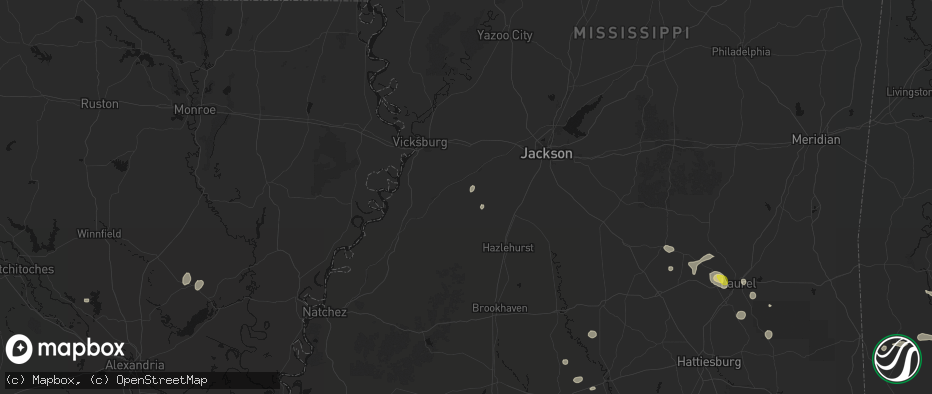 Hail map in Utica, MS on June 19, 2026