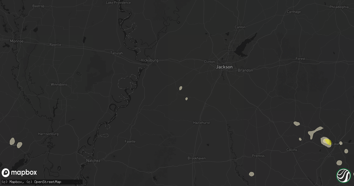 Hail map in Utica, MS on June 19, 2026