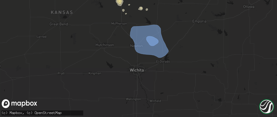 Hail map in Valley Center, KS on June 19, 2026