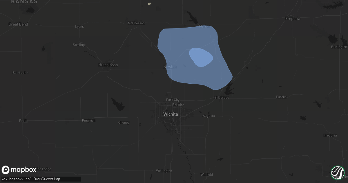 Hail map in Valley Center, KS on June 19, 2026