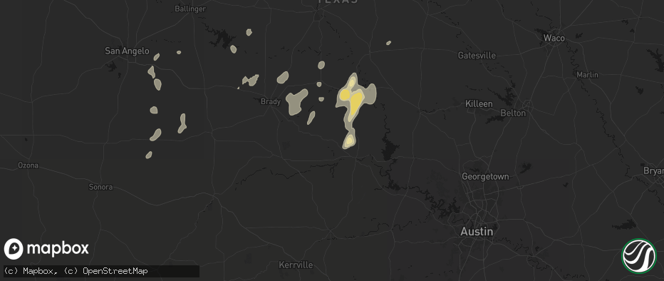 Hail map in Valley Spring, TX on June 19, 2026